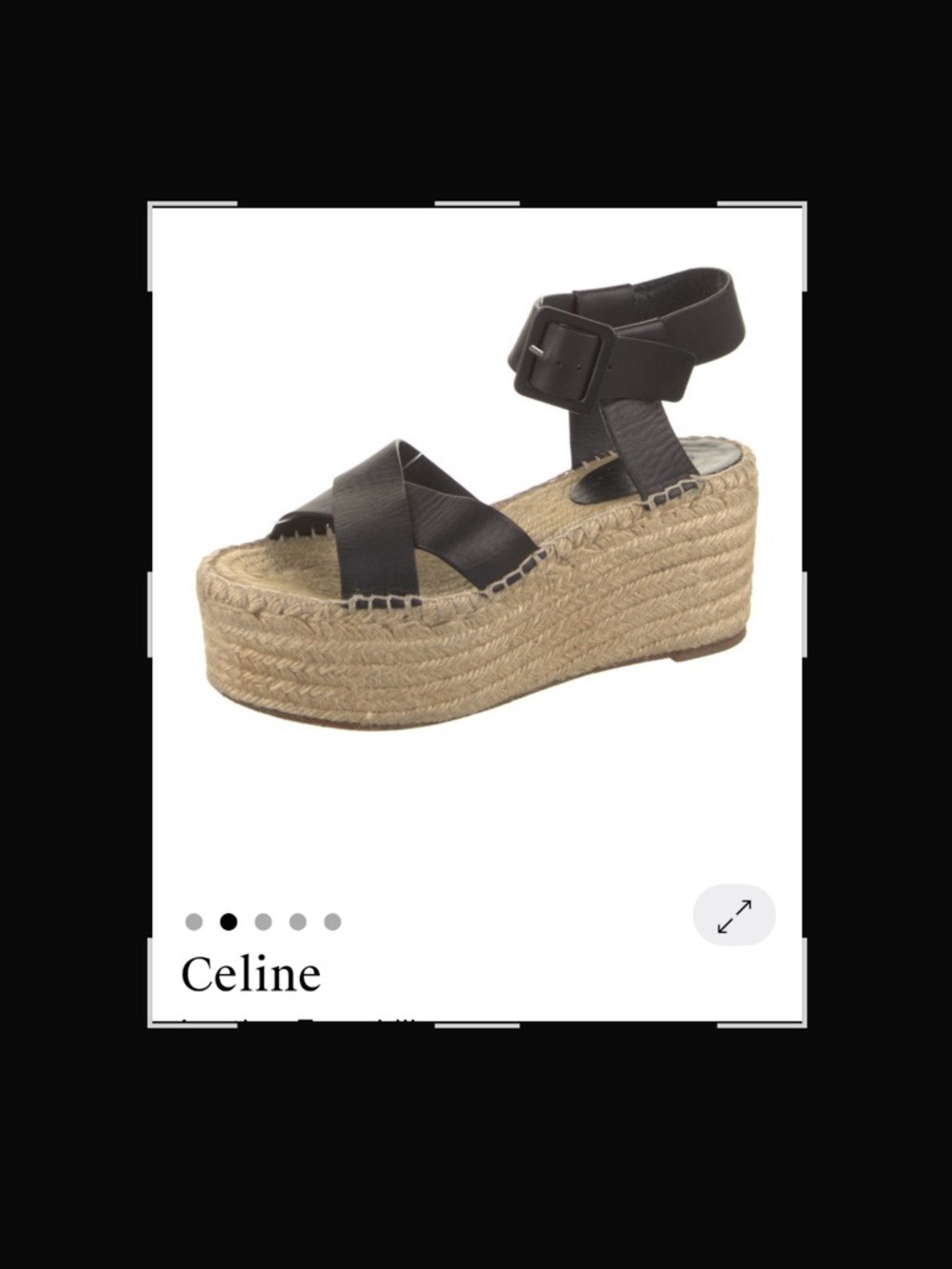 Celine Black Leather Jute-Wrapped Platform Sandals